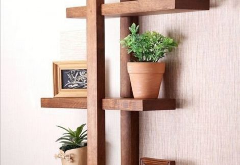 شلف دیواری چوب طبیعی C01
