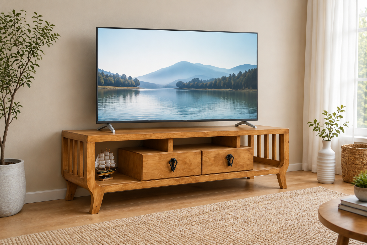 میز تلویزیون چوب طبیعی O01