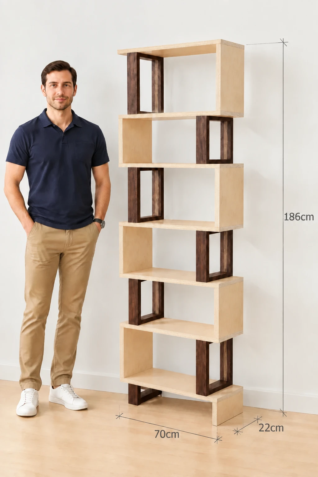 قفسه کتاب و دکوری تمام چوبی B12 - تصویر 3