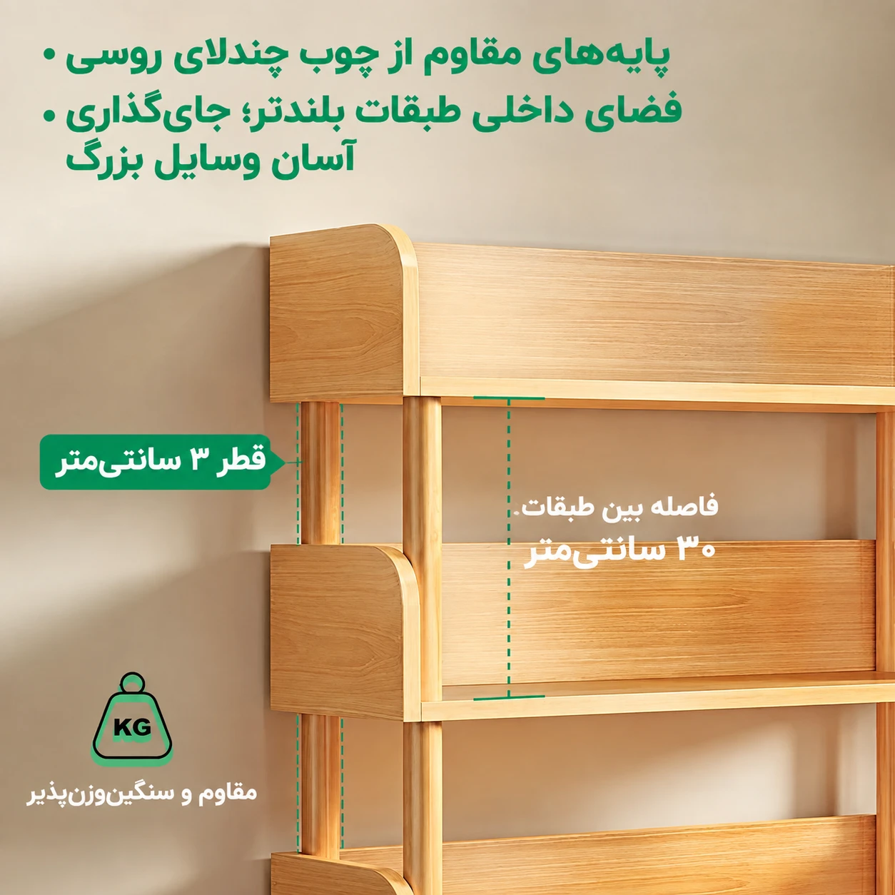 قفسه کتاب و دکوری چوبی B15 - تصویر 5