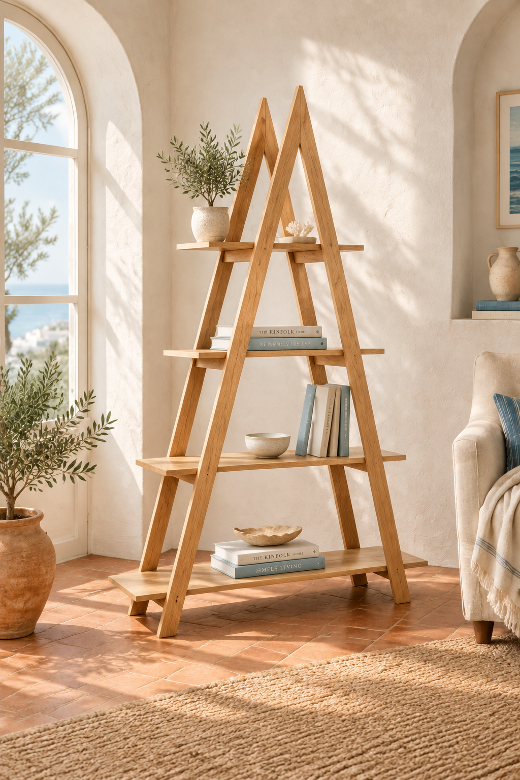 قفسه کتاب و دکوری تمام چوبی B01 - تصویر 2