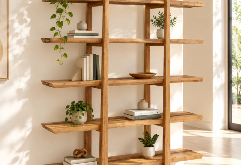 قفسه کتاب و دکوری تمام چوبی B07