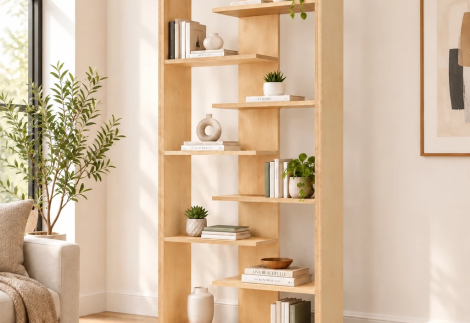 قفسه کتاب و دکوری تمام چوبی B05