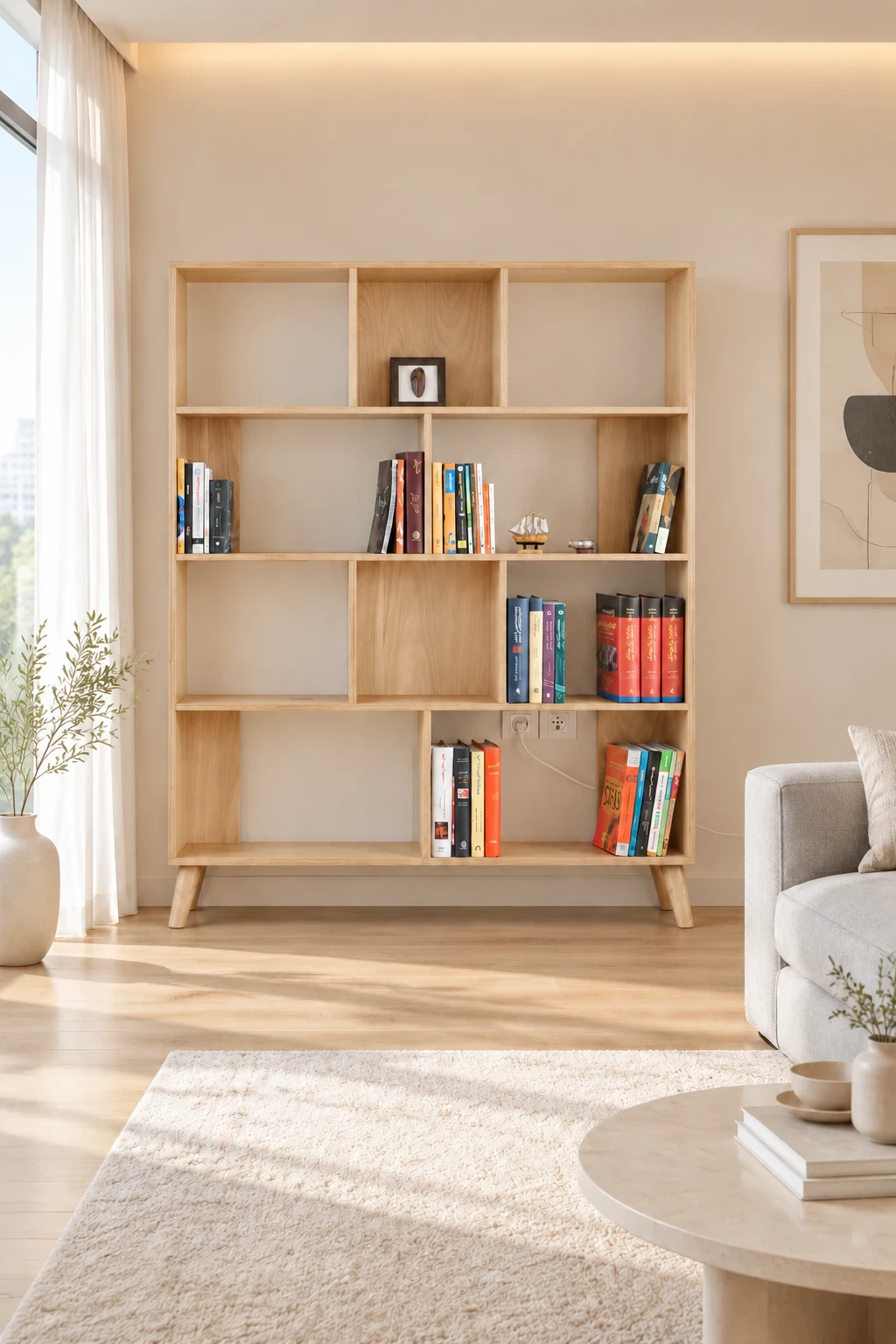 قفسه کتاب و دکوری چوبی B14 - تصویر 4