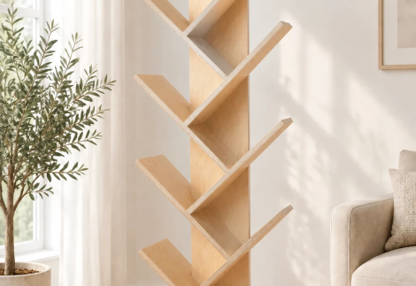 قفسه کتاب و دکوری تمام چوبی B13