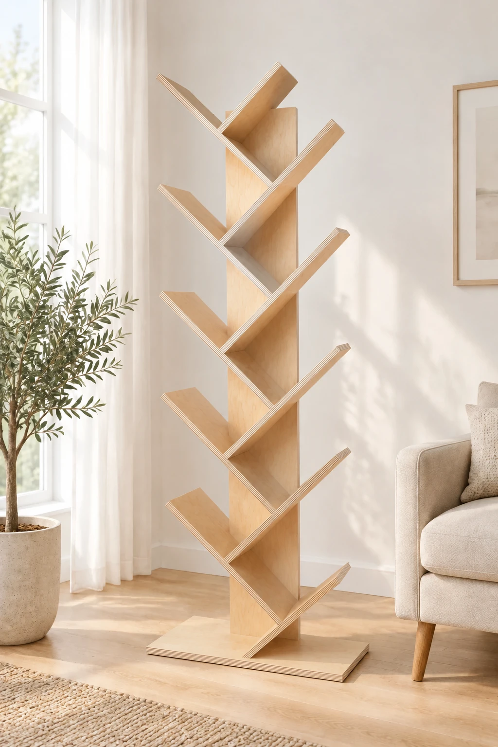 قفسه کتاب و دکوری تمام چوبی B13