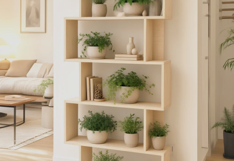 قفسه کتاب و دکوری تمام چوبی B22