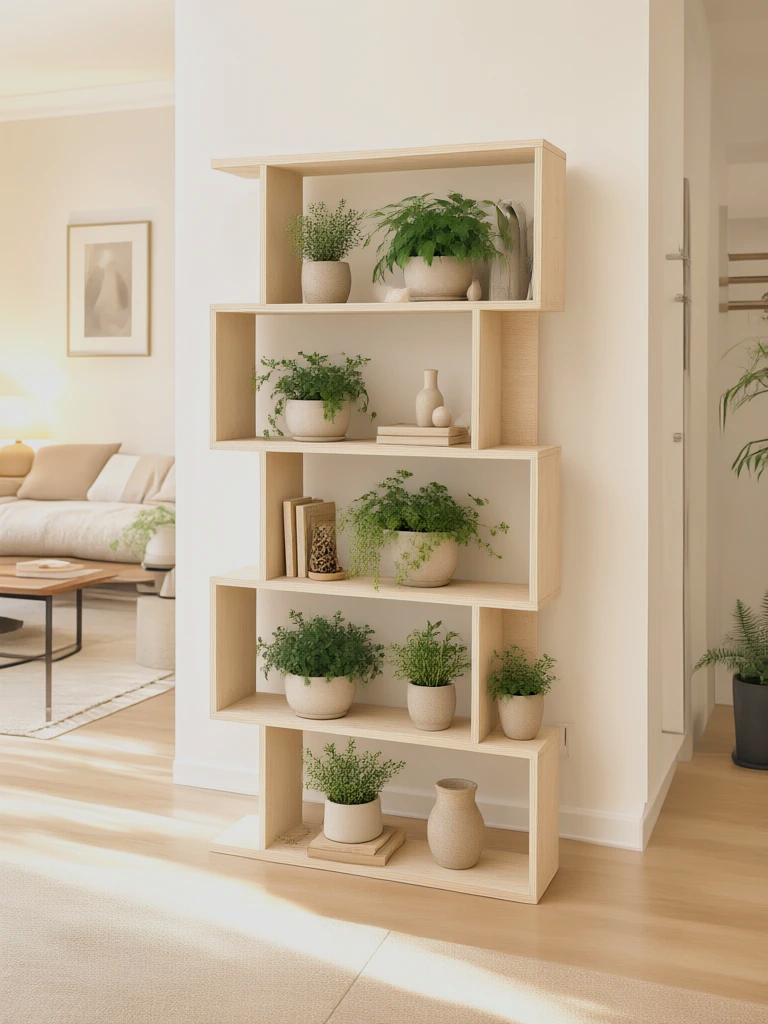 قفسه کتاب و دکوری تمام چوبی B22