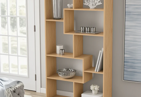 قفسه کتاب و دکوری تمام چوبی B21
