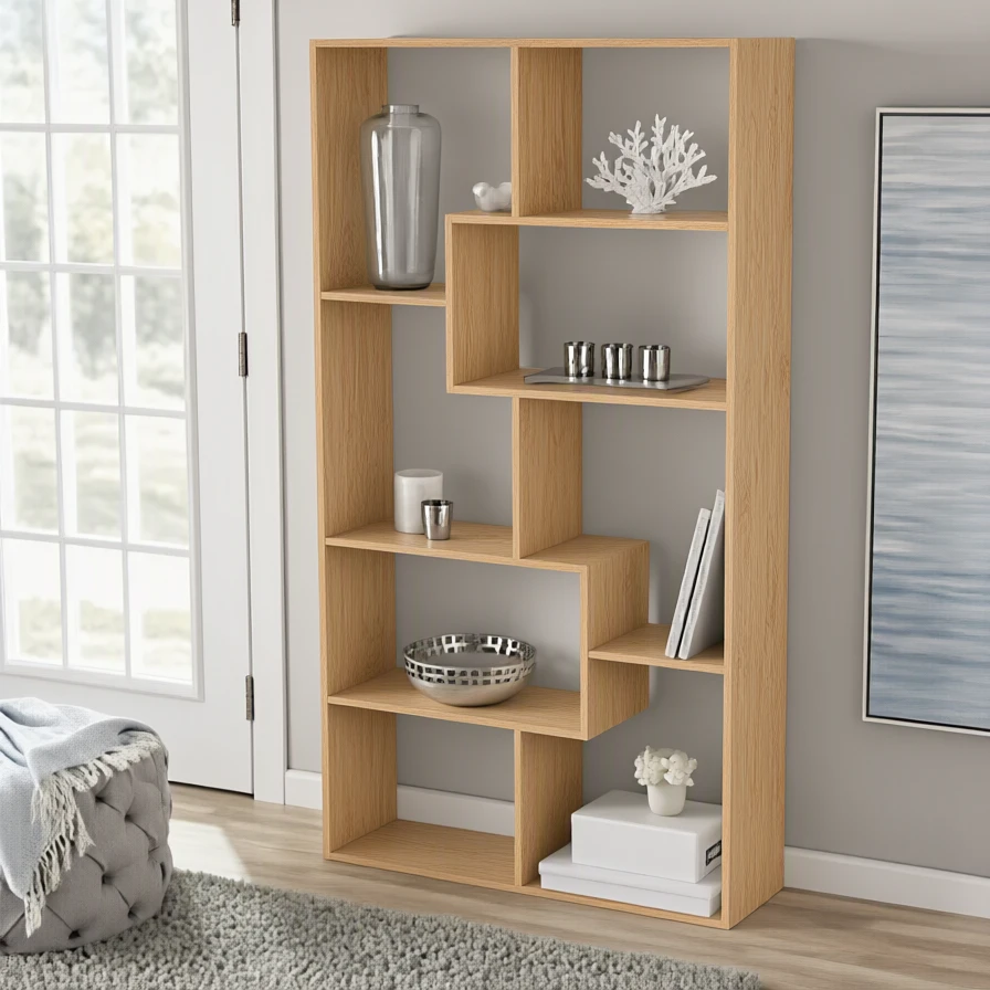 قفسه کتاب و دکوری تمام چوبی B21