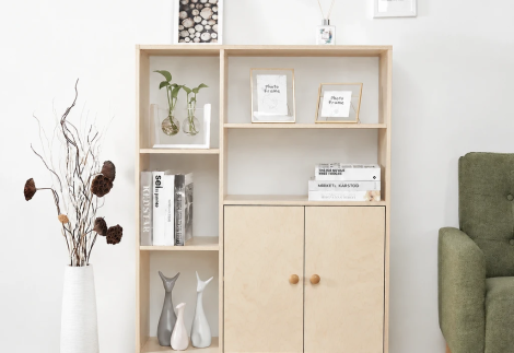 قفسه کتاب و دکوری تمام چوبی B19