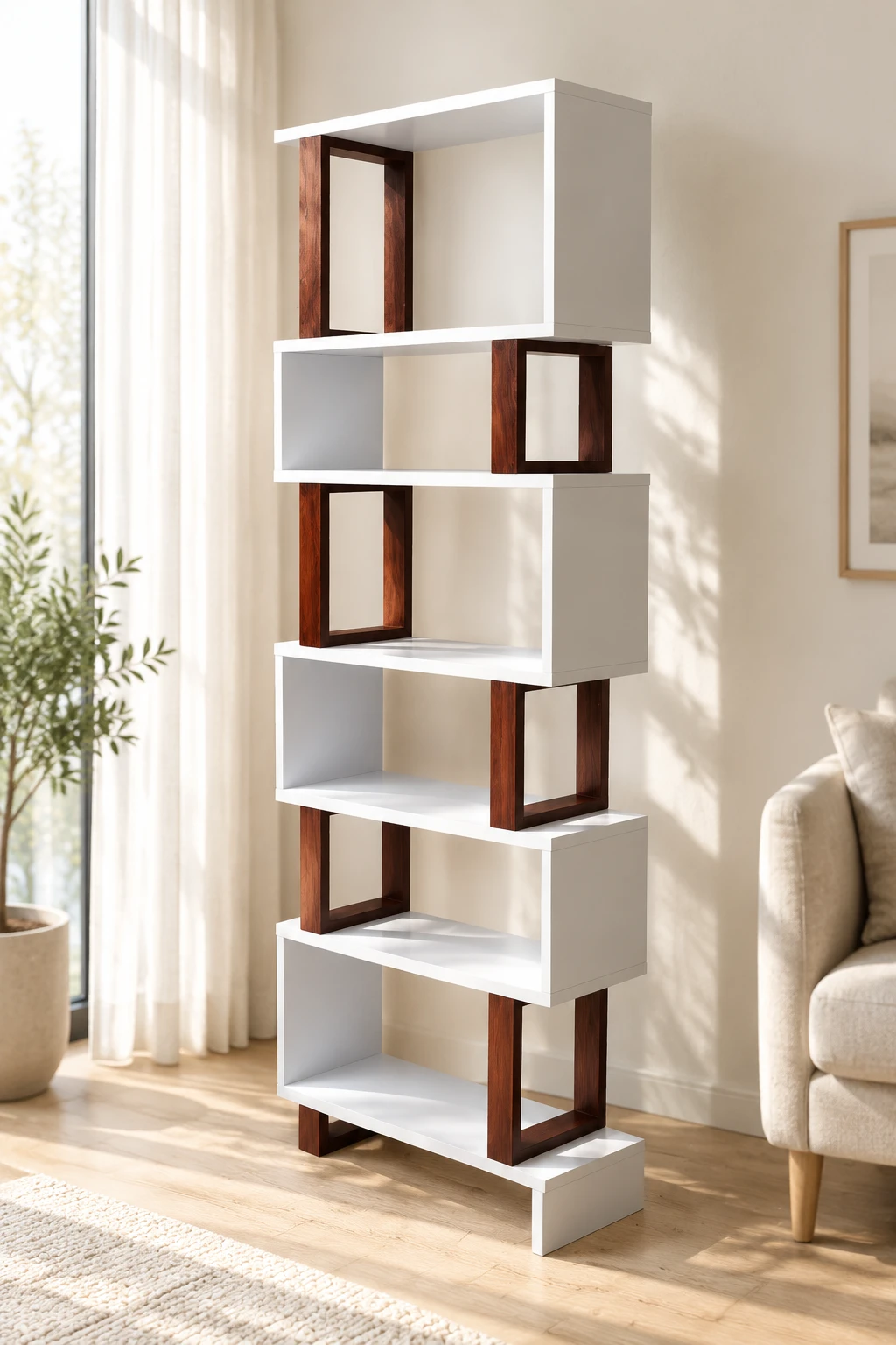 قفسه کتاب و دکوری ام دی اف B12