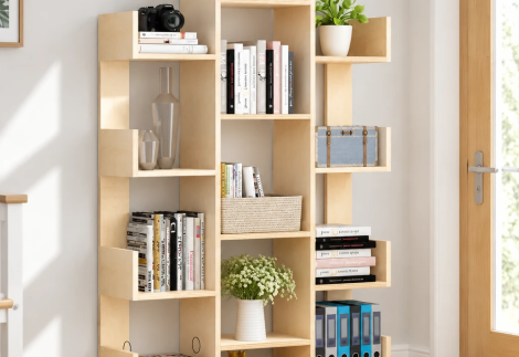 قفسه کتاب و دکوری تمام چوبی B17