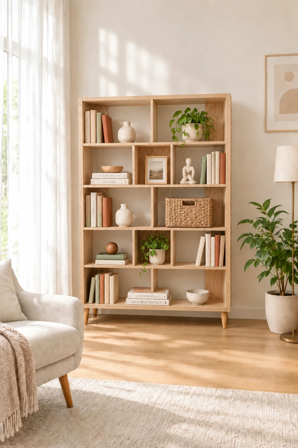 قفسه کتاب و دکوری چوبی B14 - تصویر 5