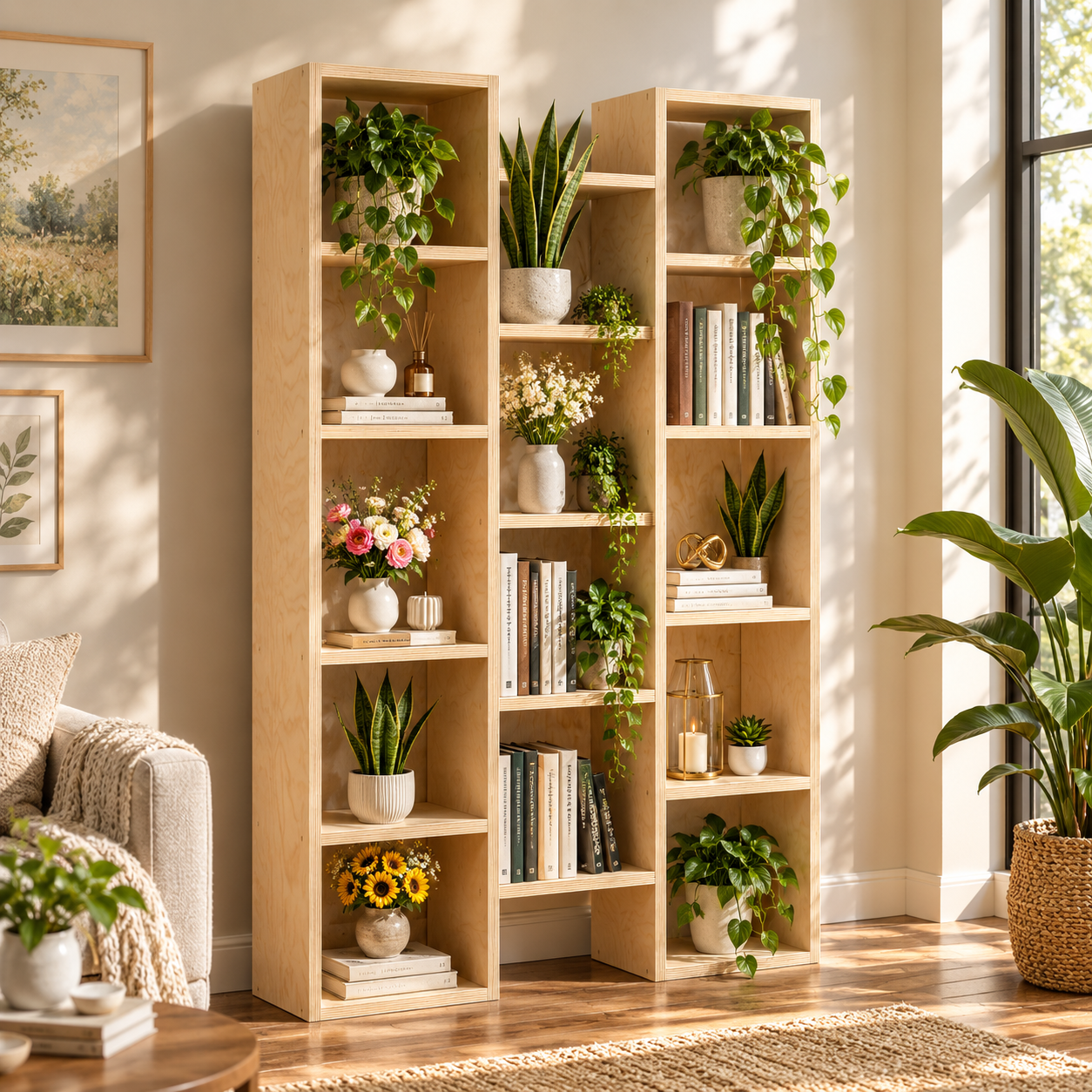 قفسه کتاب و دکوری تمام چوبی B04 - تصویر 4