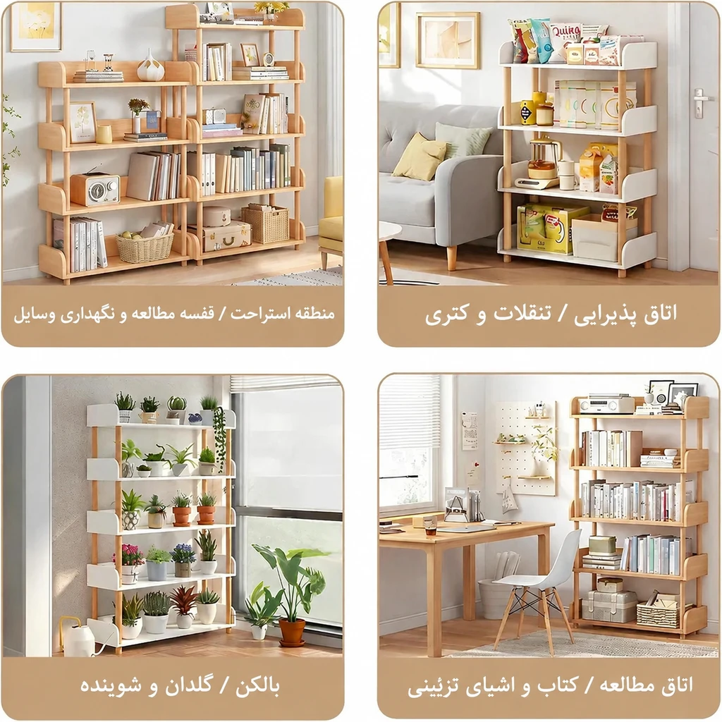 قفسه کتاب و دکوری چوبی B15 - تصویر 3